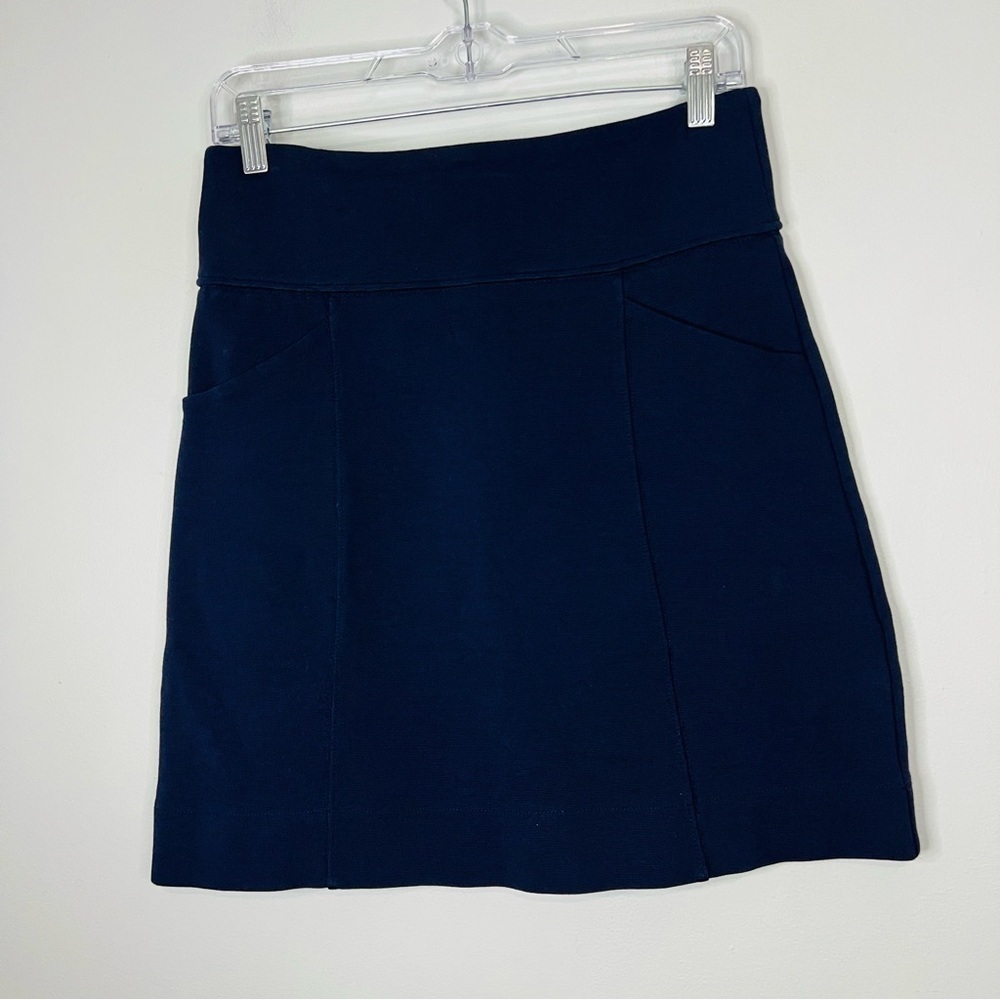 Anthropologie Maeve Navy pull on mini ponte skirt size xsmall - Picture 2 of 6